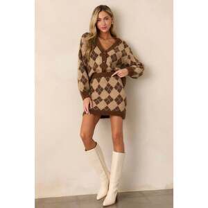 NWT Red Dress Stardust Whisper Brown Argyle Knit Mini Skirt Size Small / Brown